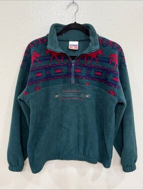 VTG Cityscape Fleece Pullover Jacket Half Zip Big Sky Montana Outdoor Gorpcore